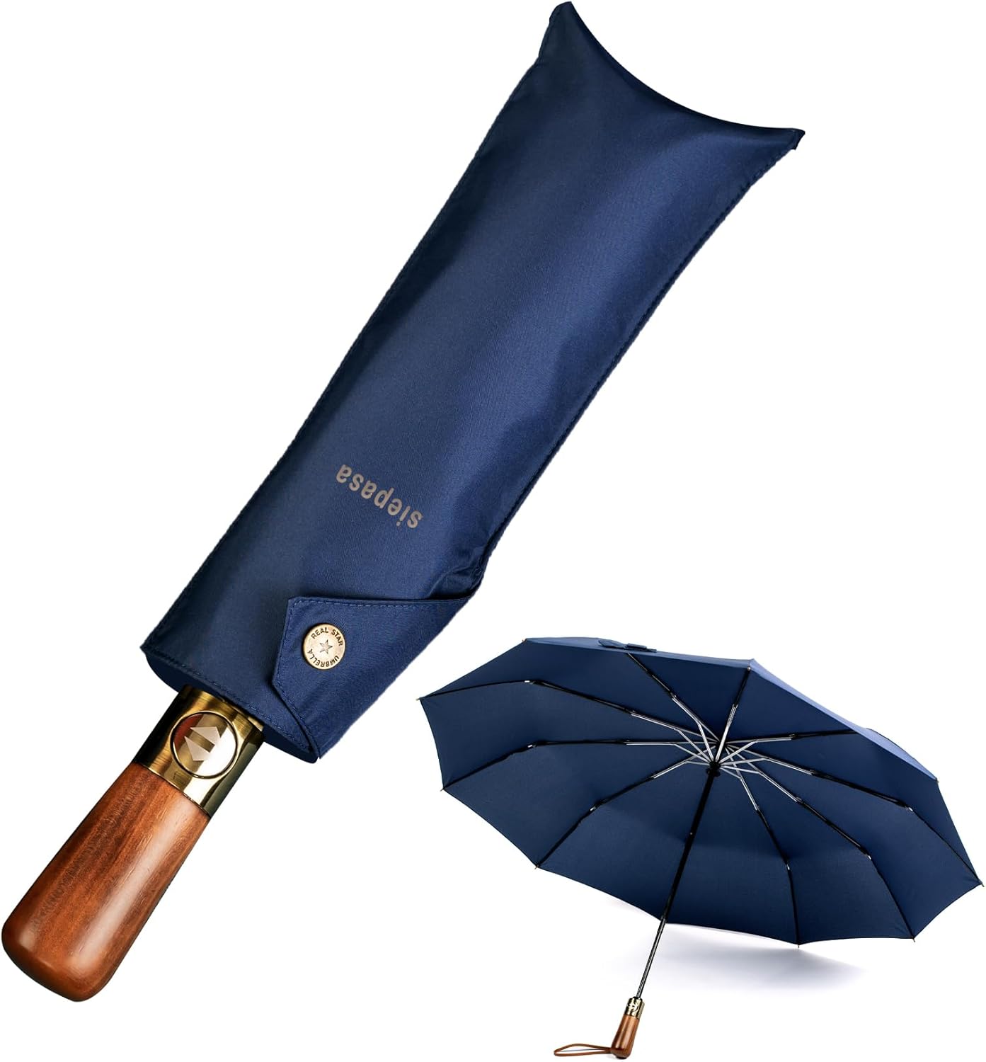 SIEPASA 49/54/62 Inch Windproof Golf Umbrella - Automatic Open/Close, Real Wood Handle - Large Folding Travel Umbrella for Wind, Rain & Sun Protection. - Image 6