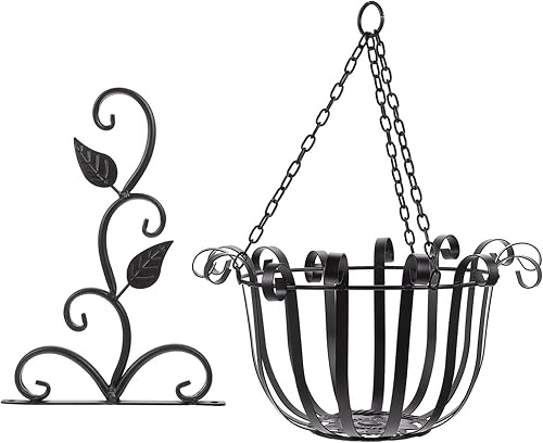 DOITOOL 1 juego de macetas colgantes de metal, cesta de riel, cestas colgantes, soportes para macetas de balcón, cestas para plantas, contenedor de