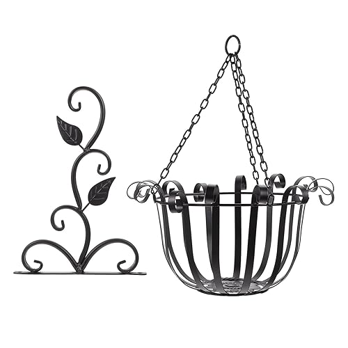 1 Set Metal Hanging Planter Basket Rail Planter Hanging Flower