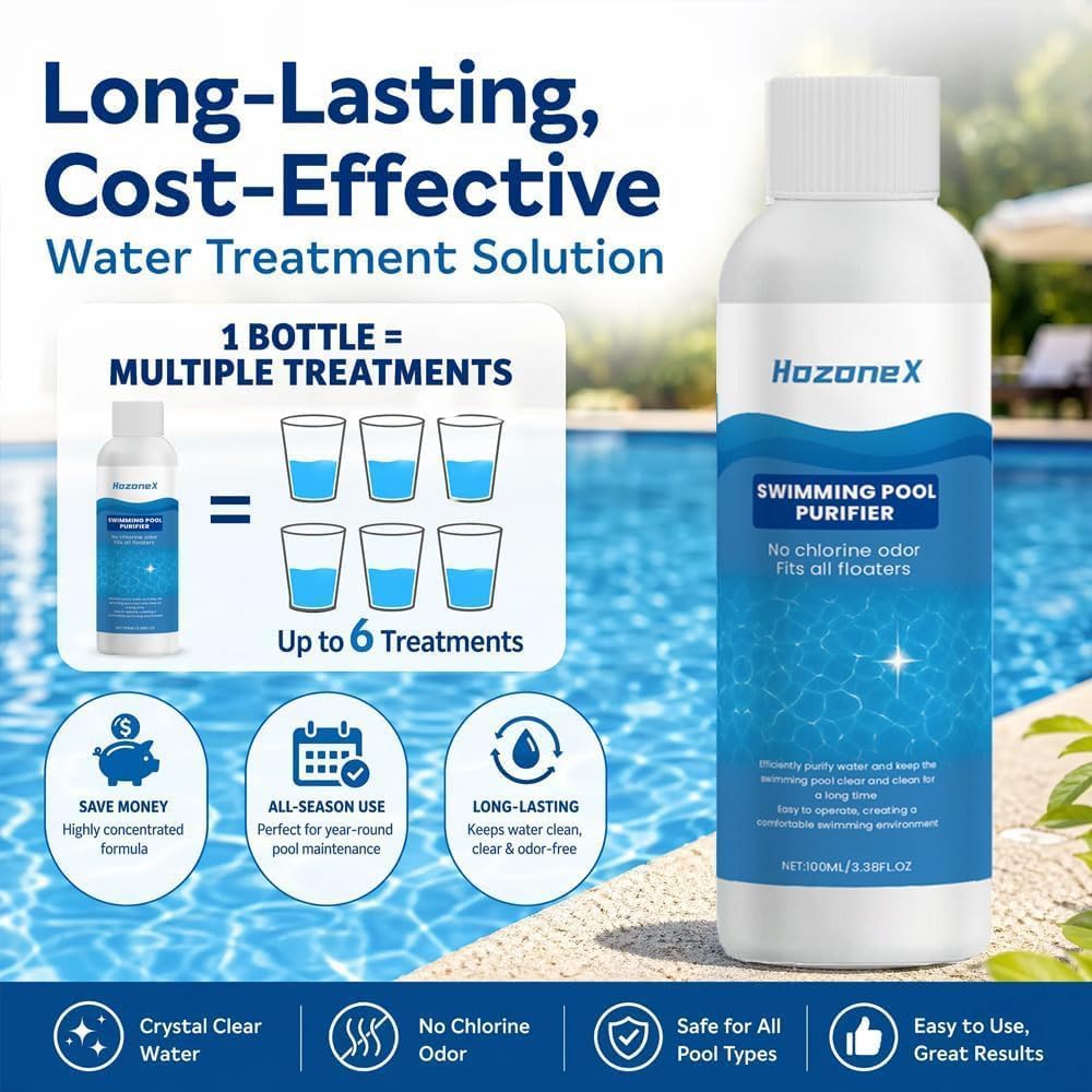 Hozone X Pool Purifier, Hozonex Swimming Pool Purifier, Keeps Water Crystal Clear & Removes Cloudiness, Pool Water Clarifier for Inground Pools & Above Ground Pools (2Pcs)