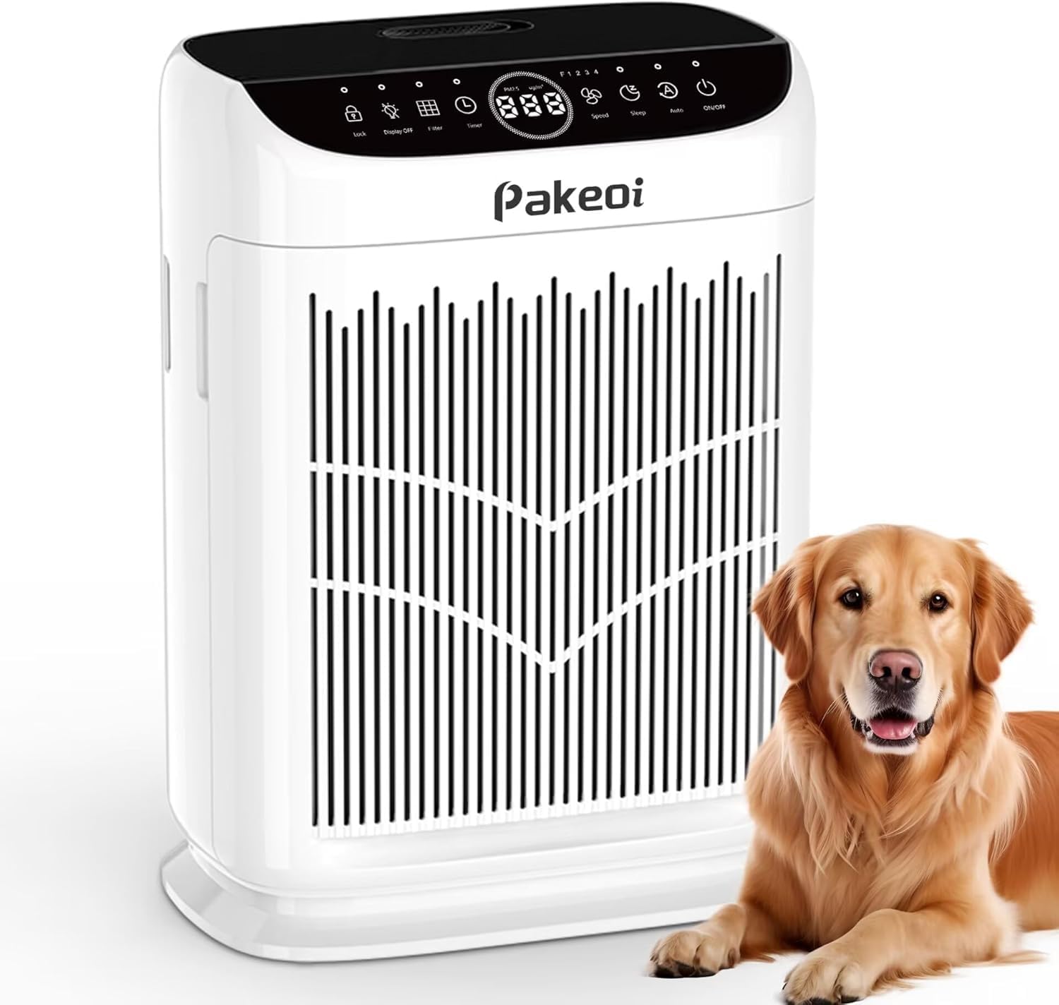 Air Purifiers for Home Large Room Up to 3000 Ft² with Washable Filters,PAKEOI HEPA Double-Sided Air Purifier with PM2.5 Air Quality Sensor, Aroma,15dB Sleep Mode, Air Cleaner for Pets Bedroom,White