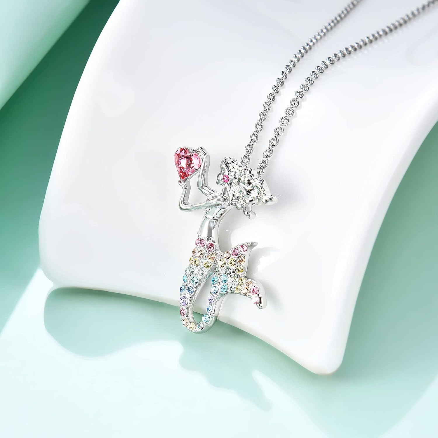 luomart Little Mermaid Necklaces for Girls,Unicorn Birthstone Pendant Jewelry Gifts Set for Women Teens - Image 2