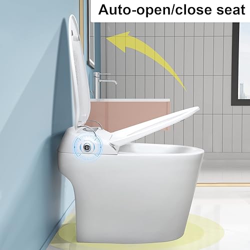 Miniatura 4 de FZ-SNOK Inodoro inteligente de bidé, inodoro inteligente alargado de una pieza sin tanque con bidé integrado, descarga automática, asiento con