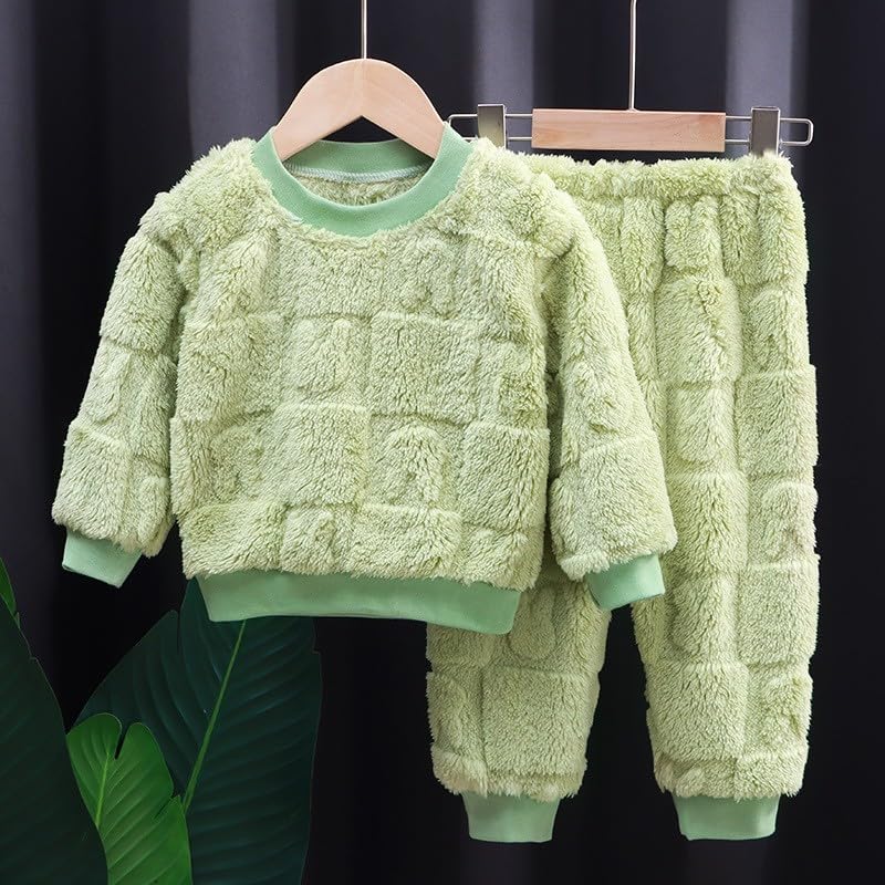 Kids Girls Boys 2-Piece Fleece P𝐚jamas Tops Pants Set Toddler Soft Fuzzy Sle𝐞pwear Winter Warm Infant Winter Clothes3