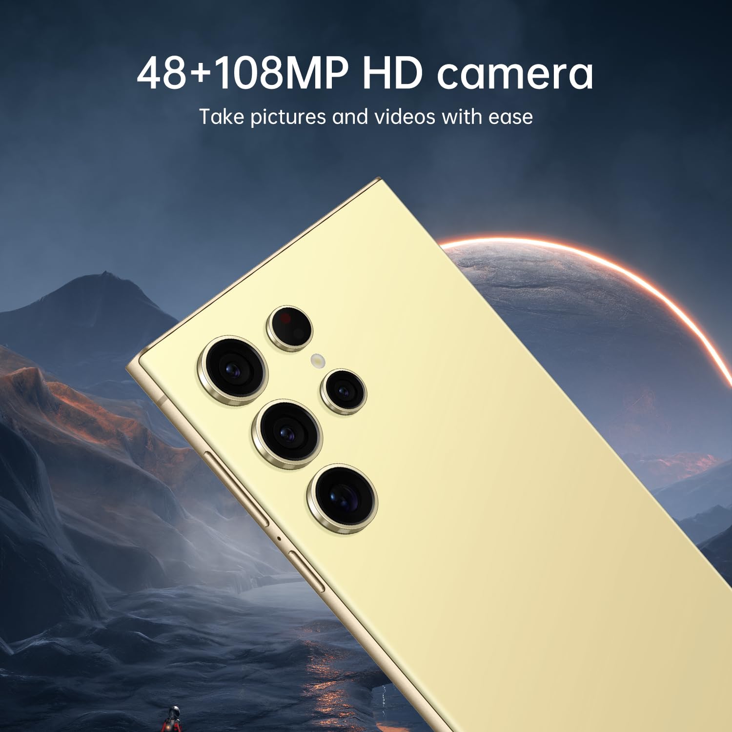 C24 Ultra 5G Smartphone,16+512GB Unlocked Phone, Android 13.0，48+108MP Zoom Camera,6.8" HD+ Display, Long Battery Life 6800mAh,Dual SIM 5G Cell Phone, Dual SIM,Build-in Pen Phone (Feather Yellow)