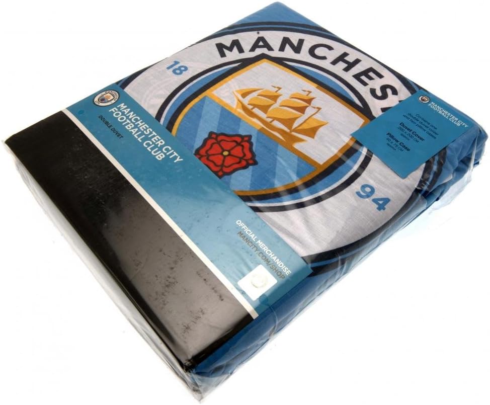 Manchester City FC Pulse 2 Piece UK Double/US Full Sheet Set, 1 x Double Sided Sheet and 2 x Pillowcases