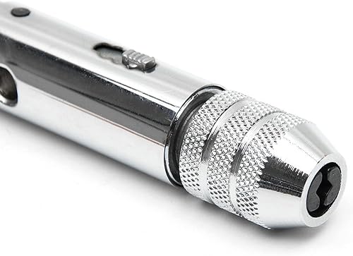 Miniatura 4 de QISF Llave de trinquete con mango en T ajustable plateada con 5 piezas M3-M8 0.118 in-0.315 in rosca de tornillo de máquina tapón métrico grifo en