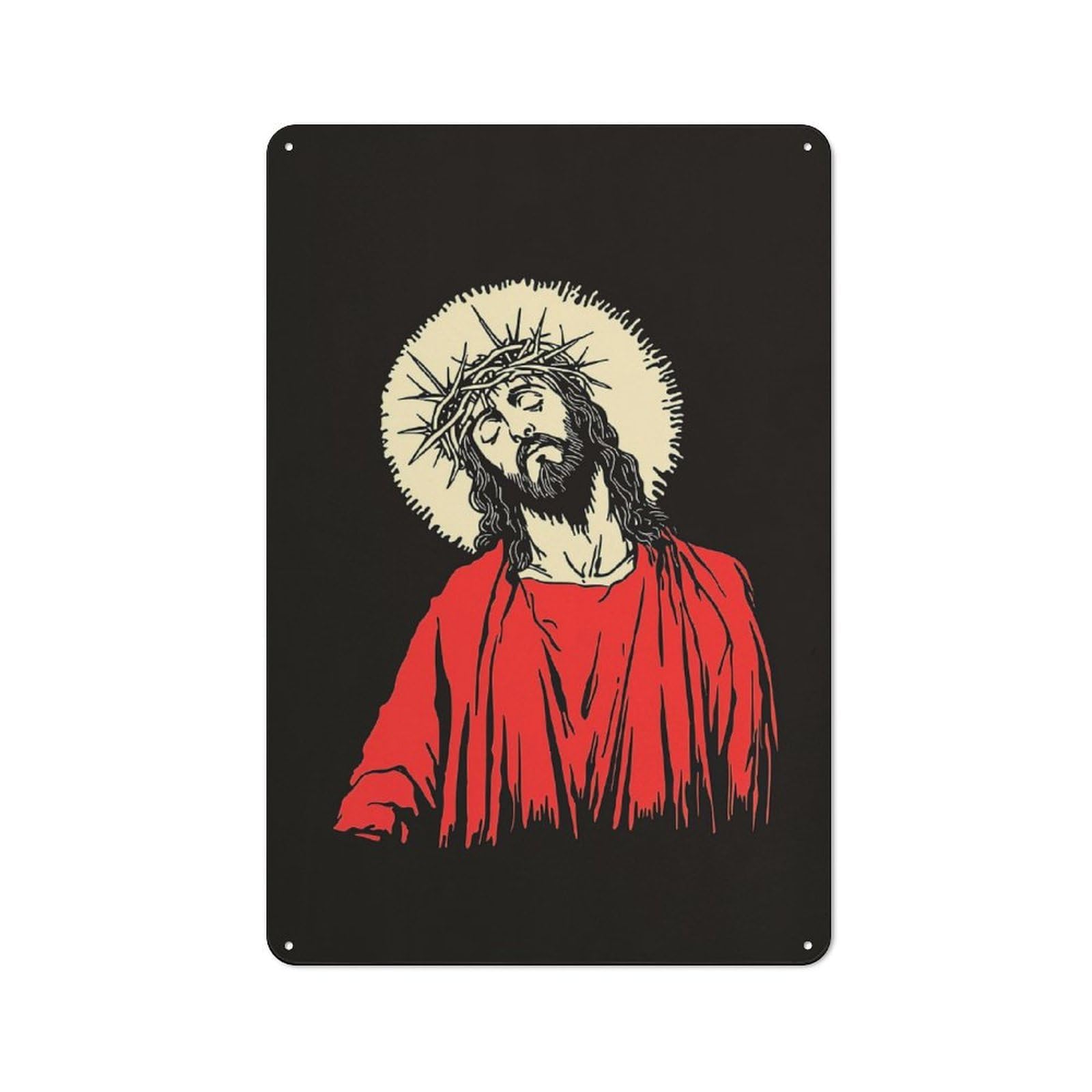 Junmoney Jesus Christ Illustration Vintage Printed Metal Sign 30X20cm For Bar Or Restaurant, For Restaurant Interior Fans