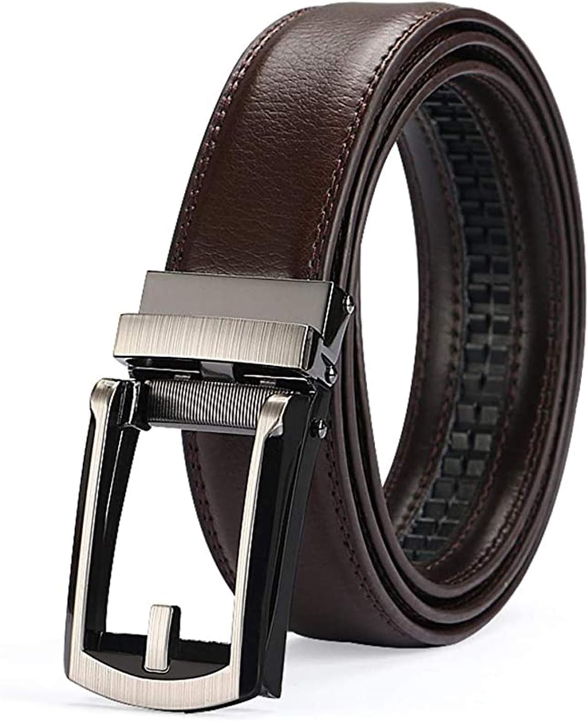 Men's Comfort Genuine Leather Belt with One Click Buckle, Fit for 27-46"