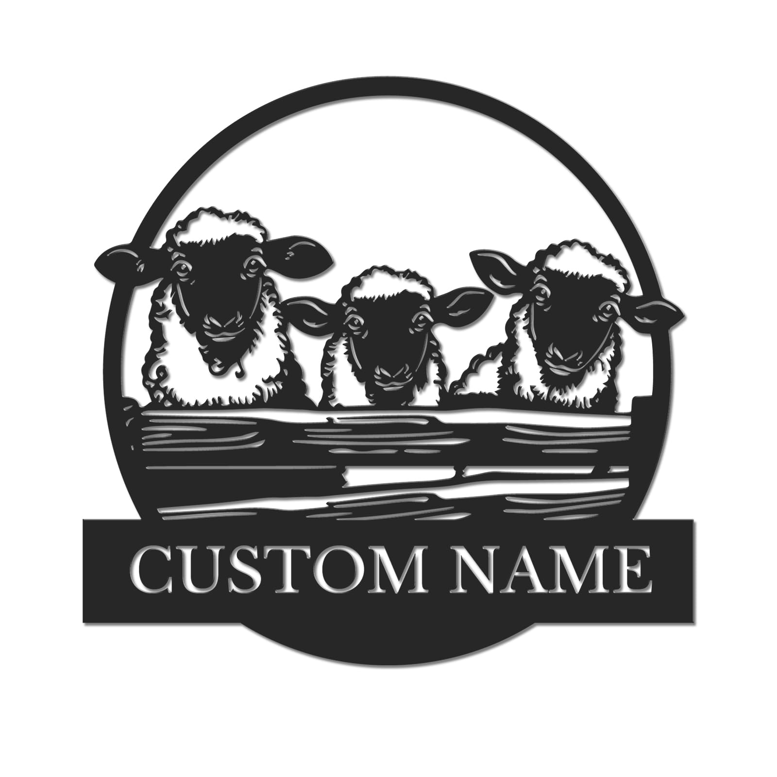 Personalized Sheep Metal Sign, Custom Farm Name Wall Art, Rustic Ranch Decor, Outdoor Animal Plaque, Farmhouse Entryway Sign, Pastoral Welcome Art (Style-6)