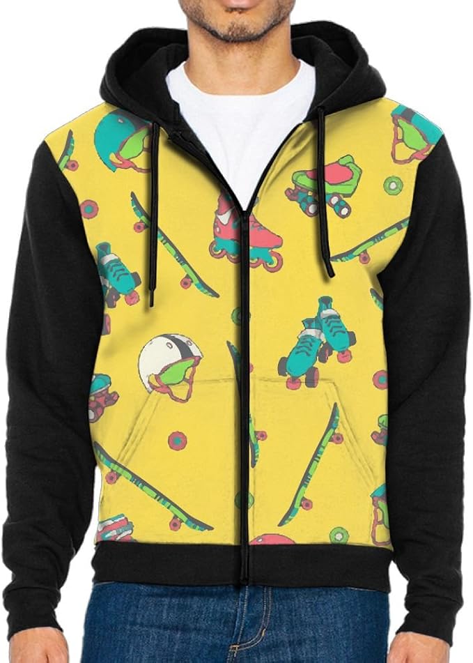 Supersellerforu Man Roller Skate Hooded Sweater New Sweater Dress With