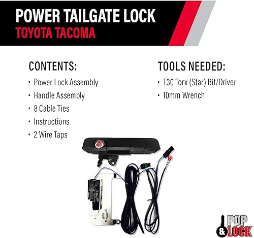 Miniatura 5 de Pop & Lock – Combo de cerradura inteligente para portón trasero eléctrico con tecnología Bolt para Toyota Tacoma, se adapta a los modelos 2005 a