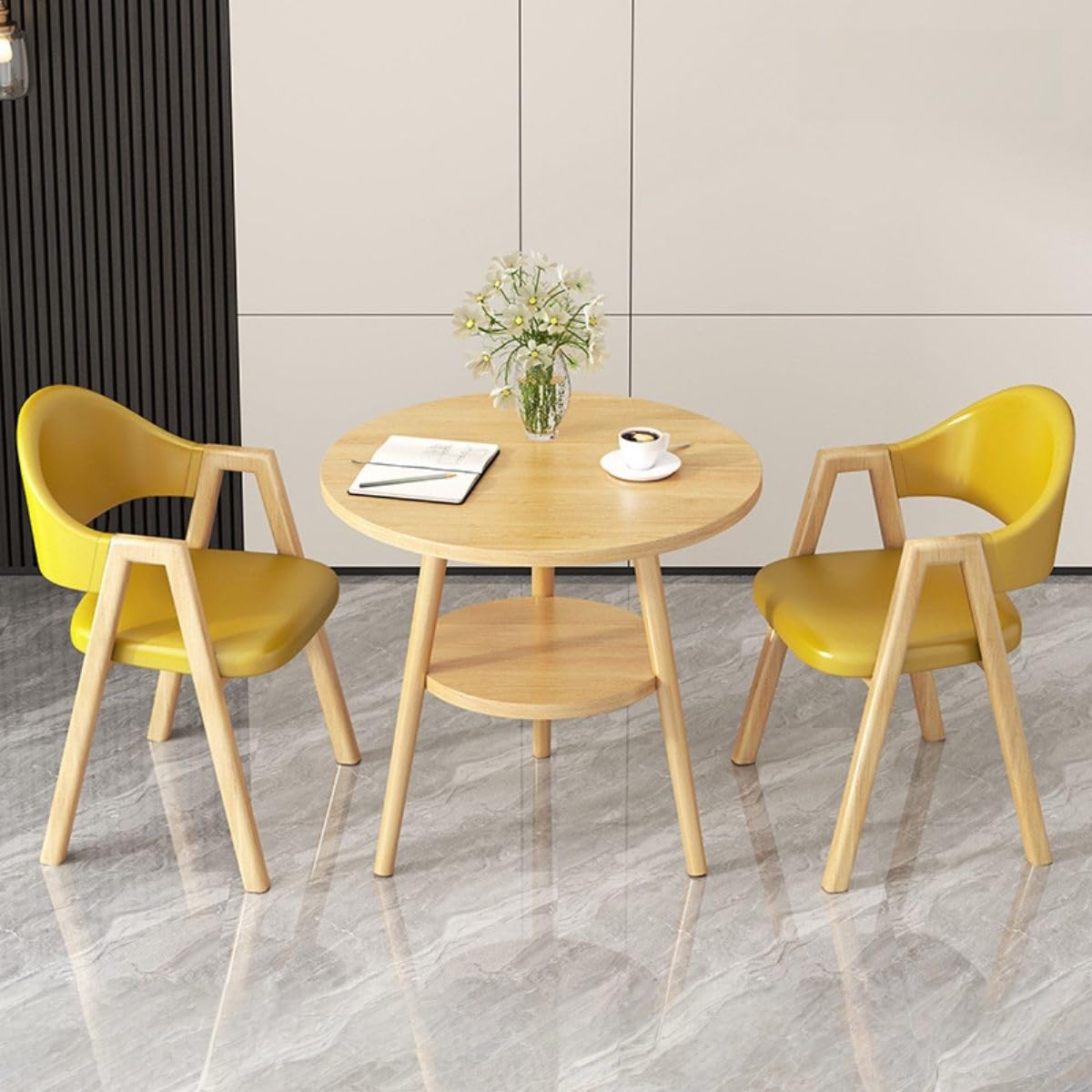 Office Reception Desk and Chair Set, Small Dining Table with Chairs, Business Coffee Leisure Table and Chair Set for Lounge, Living Room, Kitchen, Cafe, Small Spaces