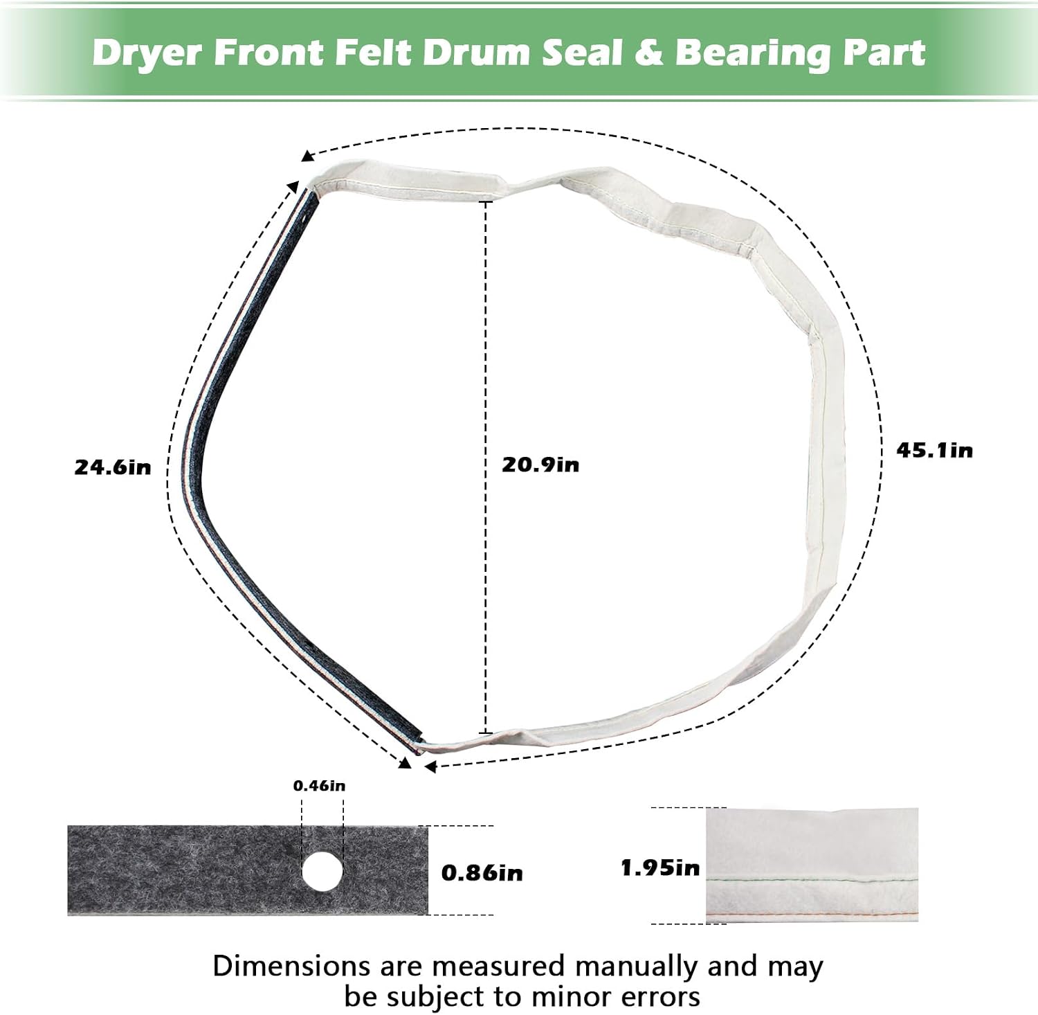 W11035878 Dryer Front Felt Drum Seal & Bearing Part, Dryer Front Felt Bearing and Seal Replacement & Compatible with Some Admiral, Amana, Crosley, Estate, Maytag, Roper and Whirlpool Dryers