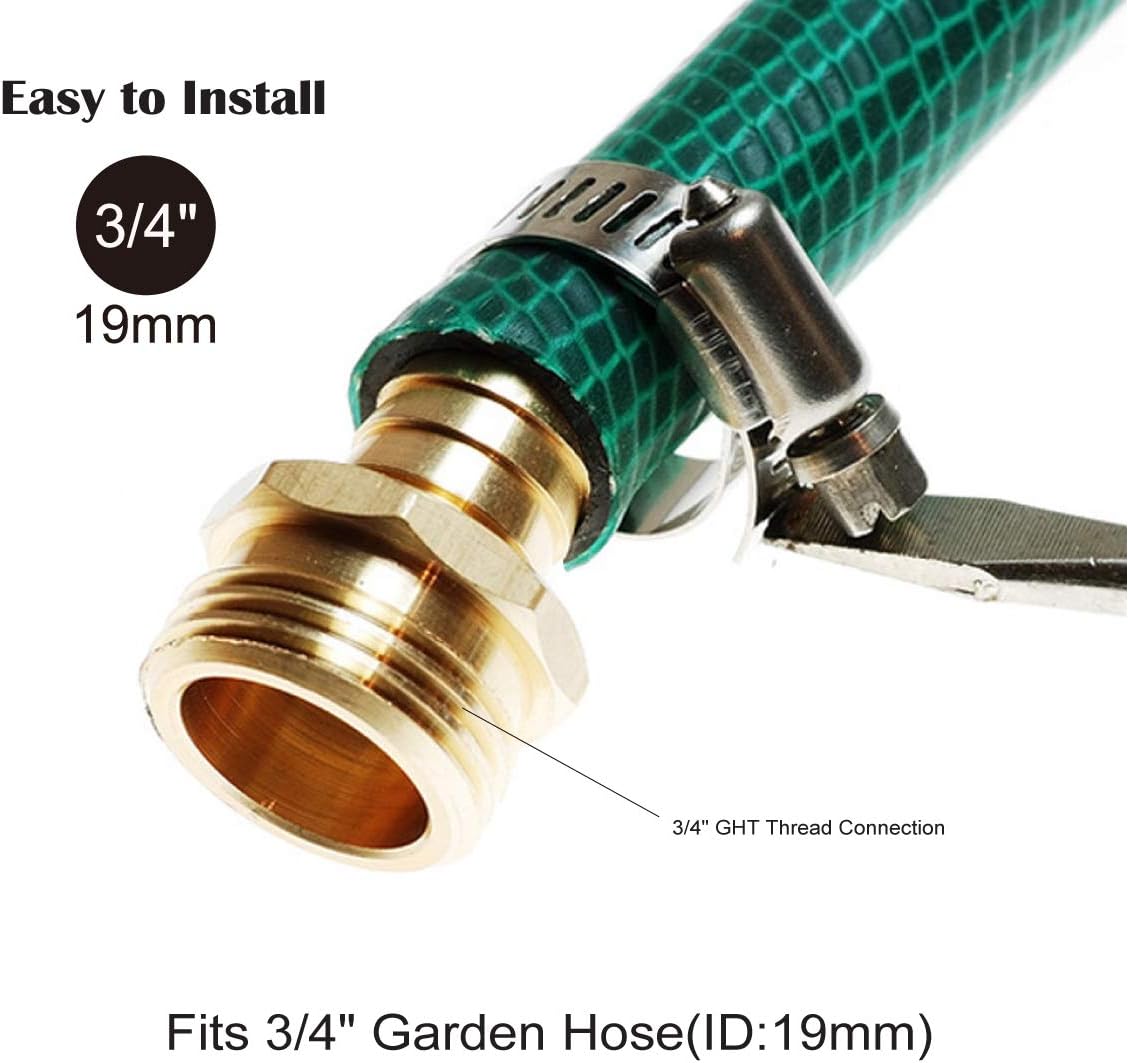 PLG Brass 3/4" Hose Repair Connector with Clamps, Male and Female Garden Hose End Repair Fittings 2 Set : Patio, Lawn & Garden
