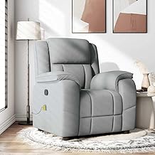 IKAYAA Reclining Massage Chair, Fabric Relax Chair, Massage Relax Chair, Relax Armchair with Side Pockets Single Sofa Relax Armchair Ear Rest for Living Room Office Bedroom Light Grey