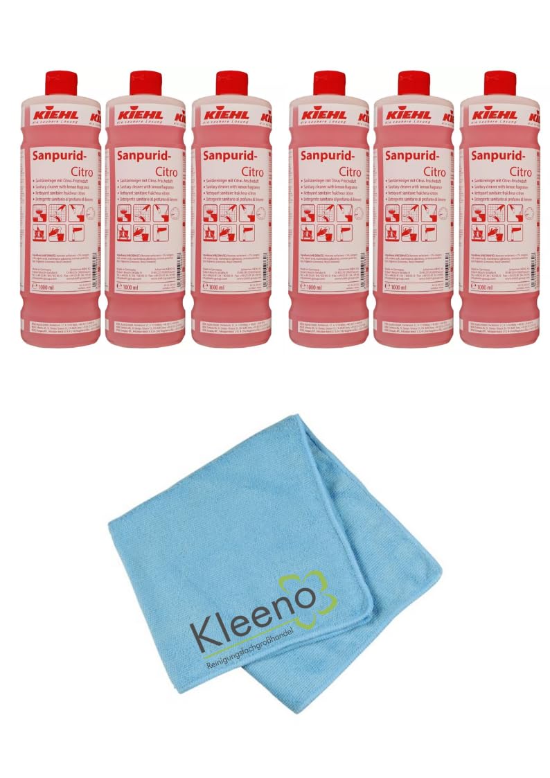 Sanitärreiniger - Badreiniger - WC Reiniger - Kalkentferner - Toilettenreiniger - Urinsteinlöser | mit Microfasertuch Kleeno (6 Liter)