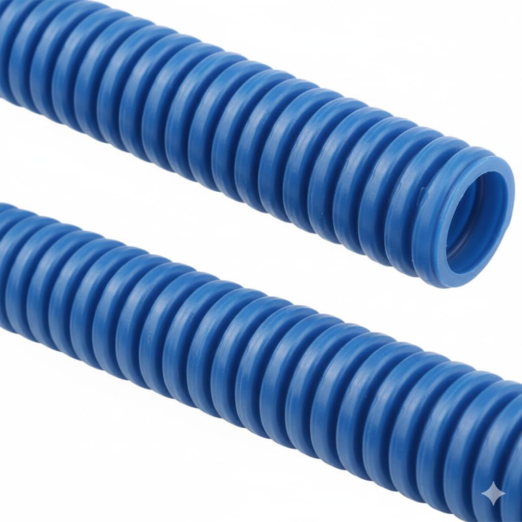 Suinga Tubo Corrugado Azul 16mm 50 metros | Tuberia corrugada con Certificado Aenor utilizada para conducción de cables electricos | Tubo corrugado exterior 16 mm | Conducto para cables eléctricos