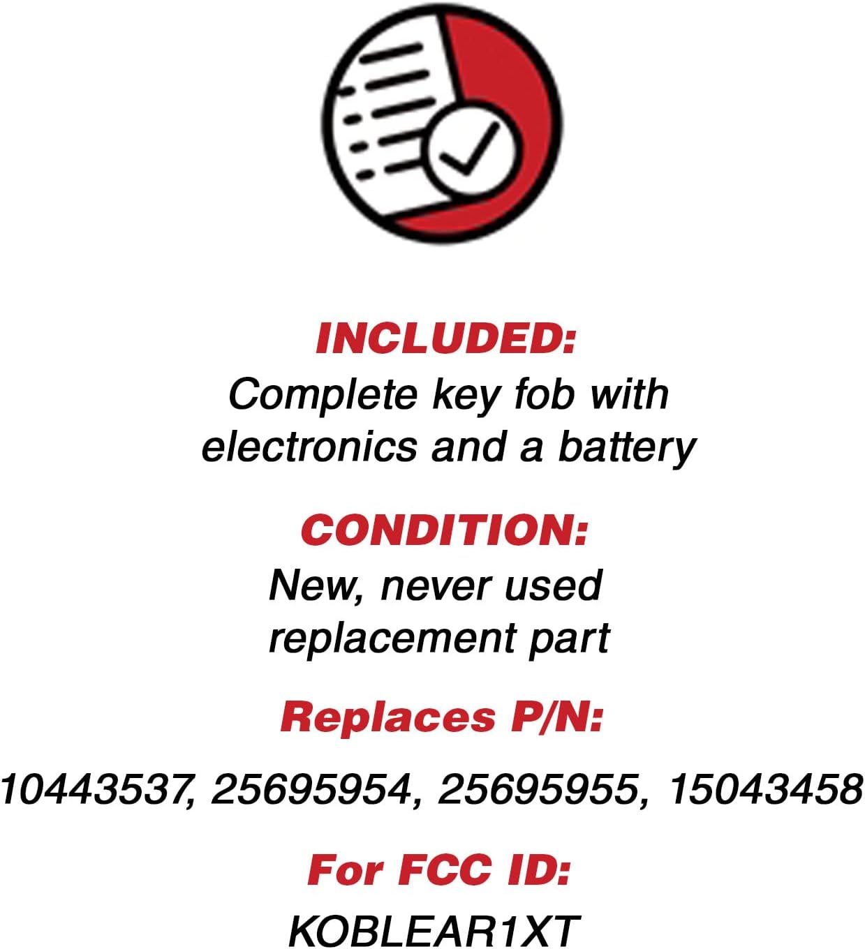 KeylessOption Keyless Entry Remote Key Fob Replacement for 10443537