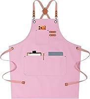 Vista 15 de AFUN Delantales de chef para hombres y mujeres con bolsillos de gran tamaño, lona de algodón de 16 onzas, parte trasera cruzada, delantal de trabajo