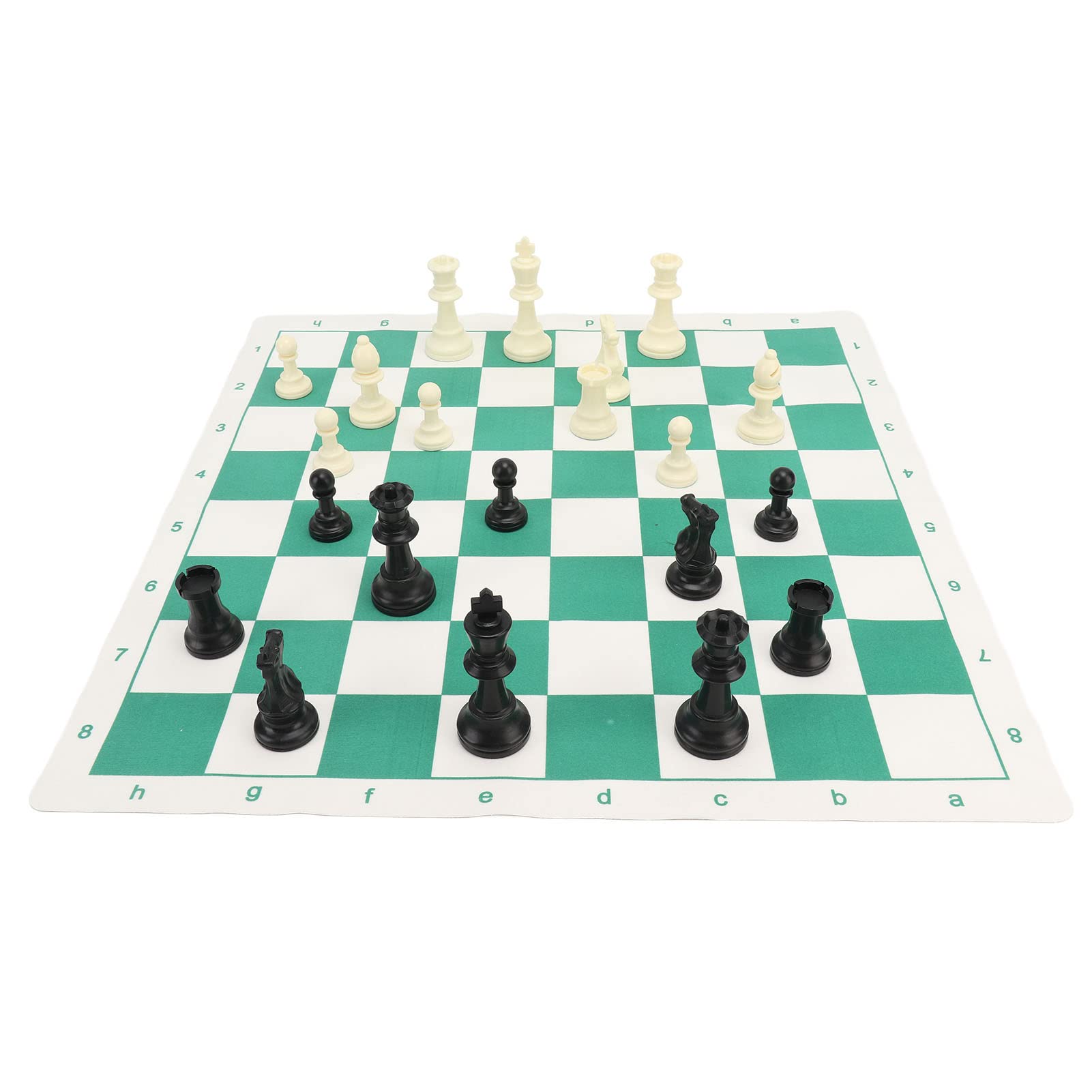 FUZHUI Portable Chess Checkers Set, Roll Up Travel Games with Zipper Storage Bag, Folding PU Leather Chessboard for Kids Adults, Indoor Outdoor Use, 19.6in