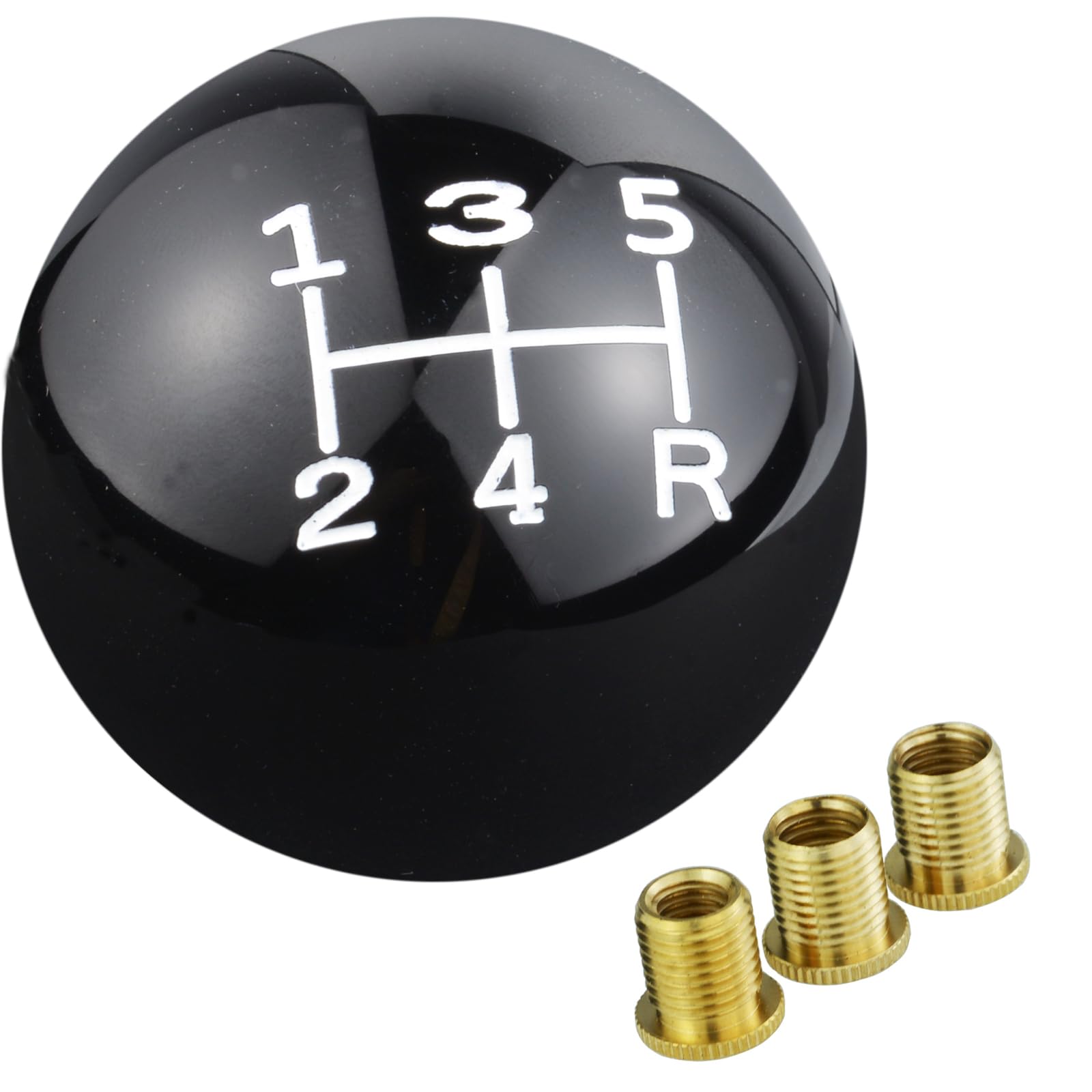 Temzzer Ball Gear Shifter Knob Resin 5 Speed Car Shift Lever Knob Weighted for Most Manual Automatic Vehicles M10x1.5 M10x1.25 M8x1.25 (Black, White)