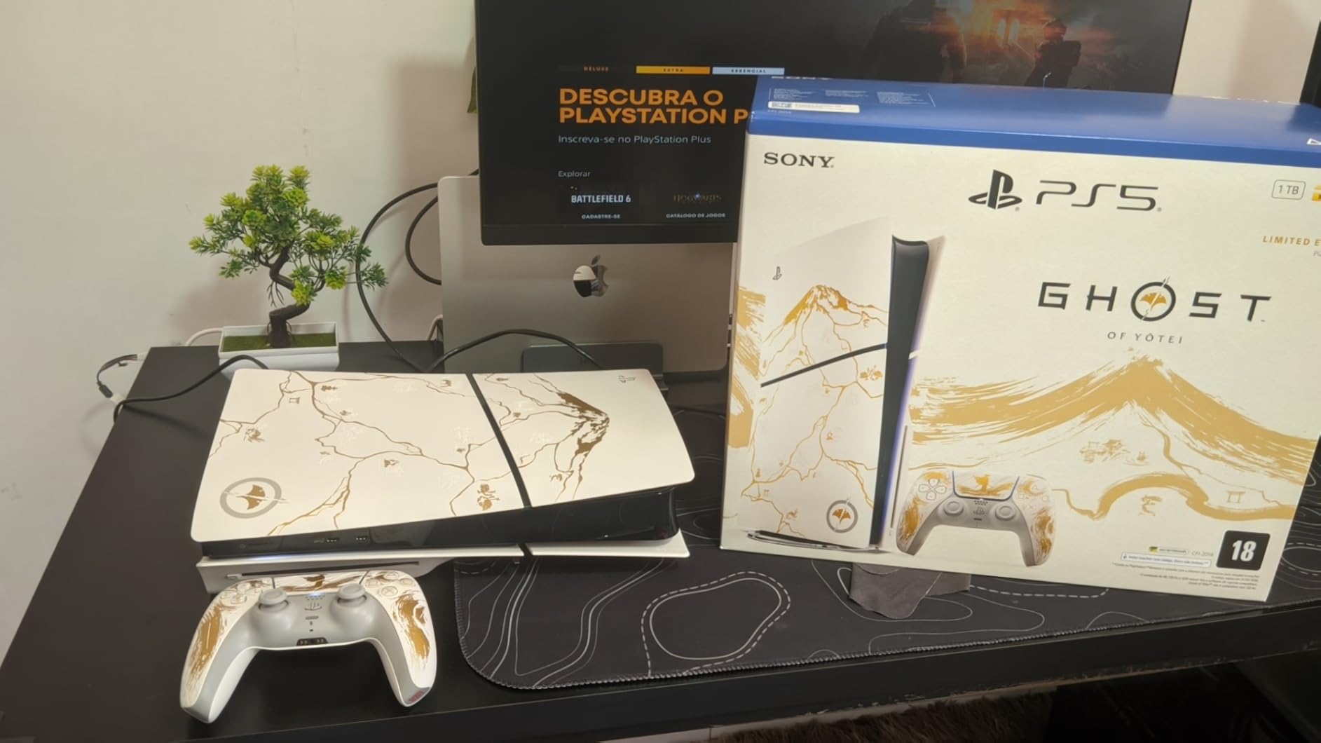 Pack do console PlayStation®5 – Edição Limitada Ouro – Ghost of Yōtei