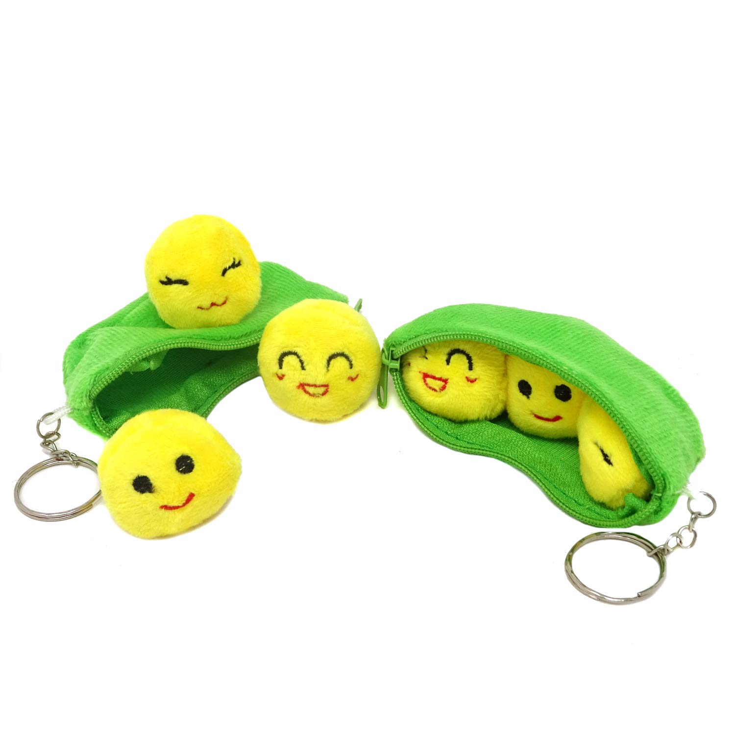 Honbay 6PCS Pea Pod Decompression Toy Squeeze Beans Peapod Fidget Toy Extrusion Edamame Pea Keychain Keyring Stress Relieving Keychain Toys