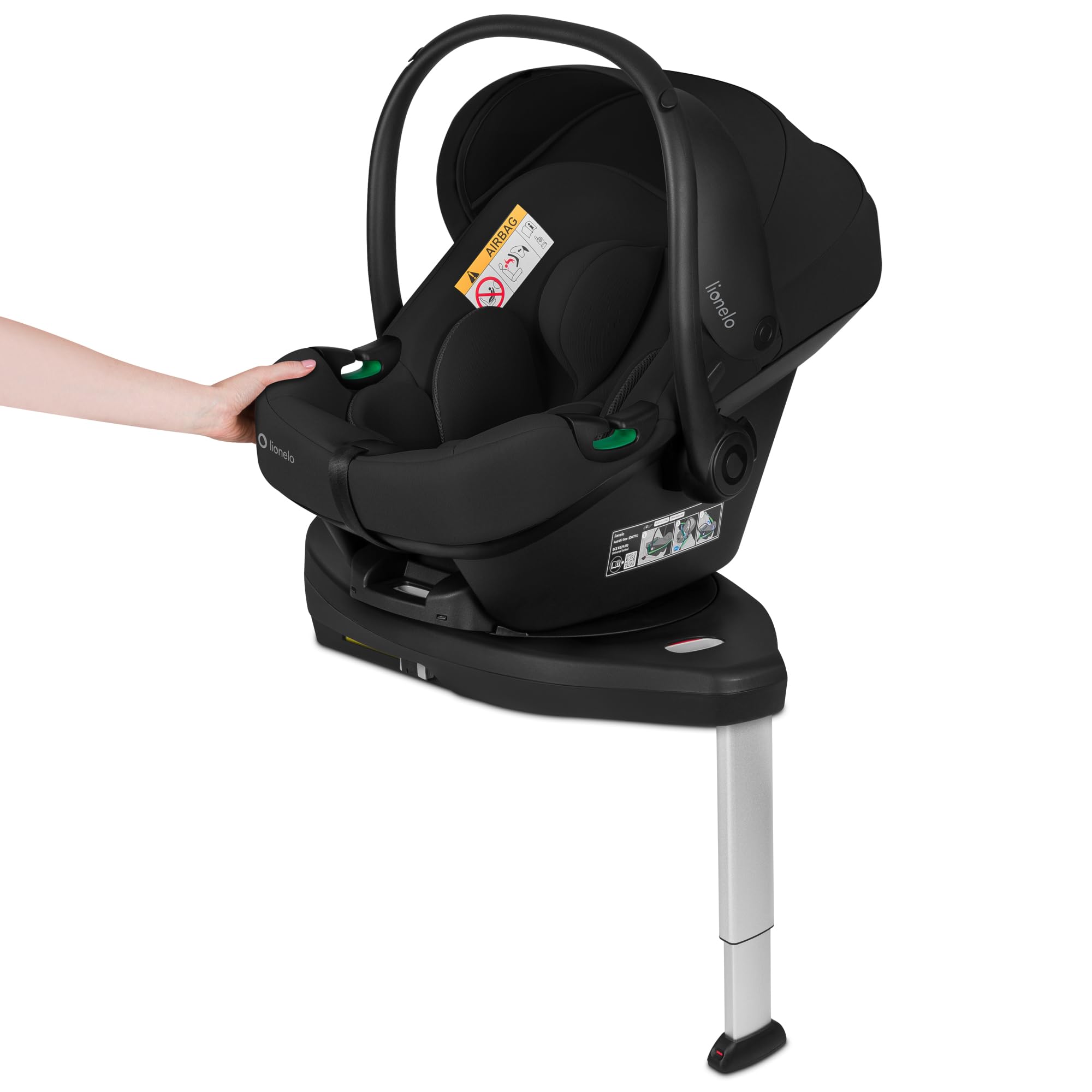 Lionelo Astrid i-Size Set Plus seggiolino auto con base ISOFIX 40–87 cm | Base girevole 180°, installazione contro marcia, protezione laterale, poggiatesta Memory Foam e inserto traspirante Dri-Seat
