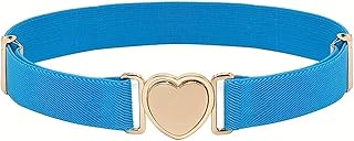 Cinturón elástico con hebilla de corazón, color caramelo, sin hebilla, cinturón elástico ajustable invisible para niñas, 1 pieza