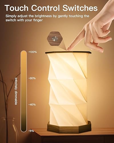 Miniatura 2 de JTT Lámpara de mesa portátil recargable pequeña lámpara de escritorio inalámbrica LED regulable luces de noche de cabecera plegable lámpara de papel