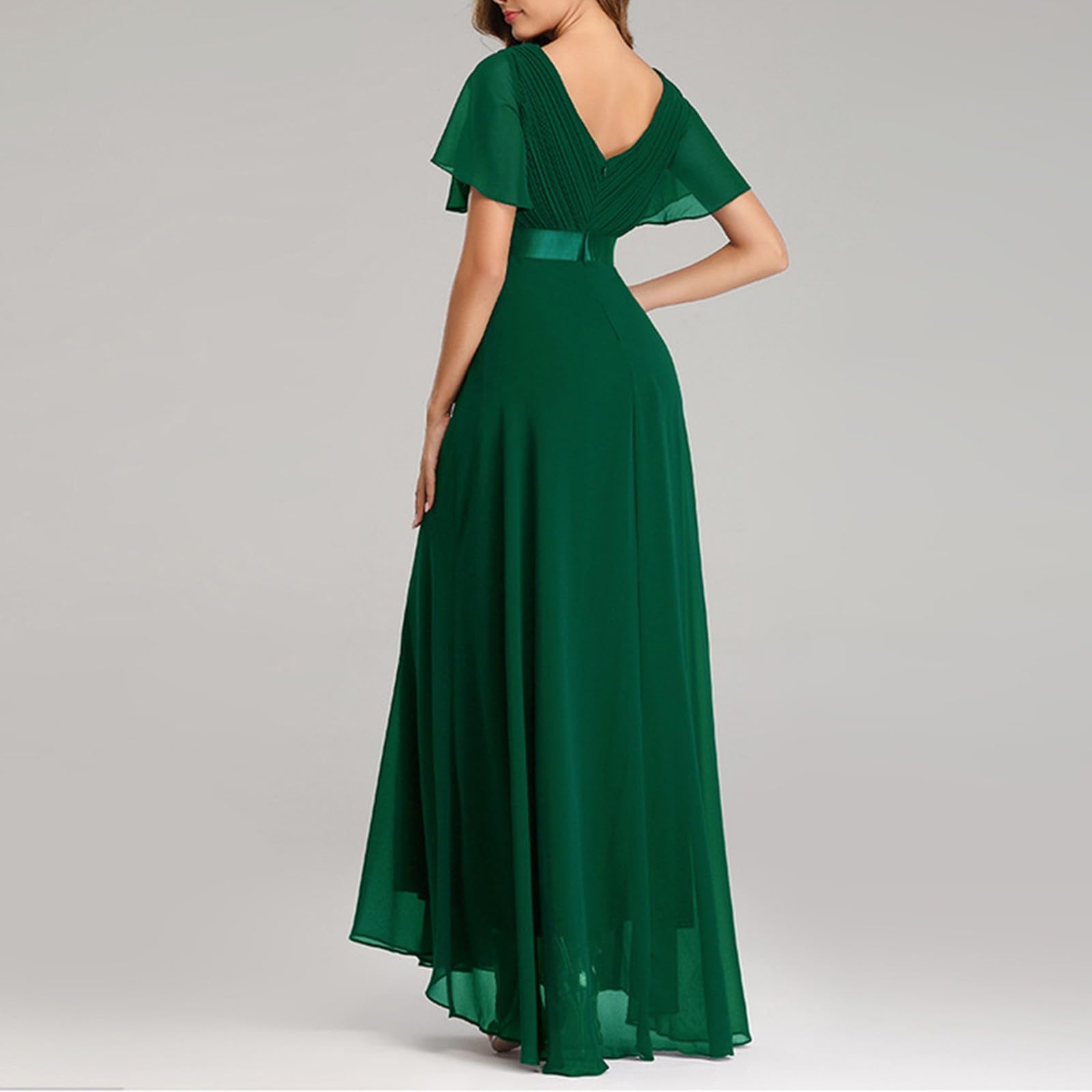Vestido largo de gasa para mujer, talla grande, elegante, para invitada de boda, formal, dama de honor, fiesta, cóctel, noche, ocasión, ajuste curvado del Reino Unido