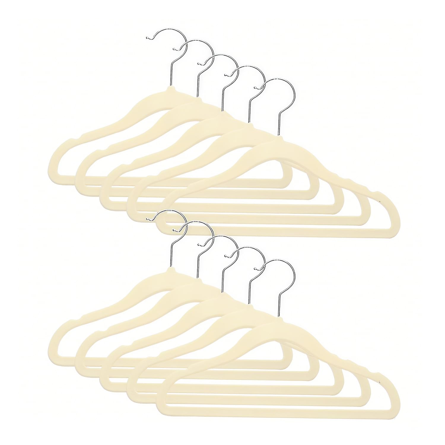 Amazon Basics Kids Velvet Hangers – Cream Colour, Notched, Coated Finish, Lightweight Plastic Body, 1.5 Kg Capacity, Pack of 50 (Size: 29.5L × 20.5H × 0.5W cm)