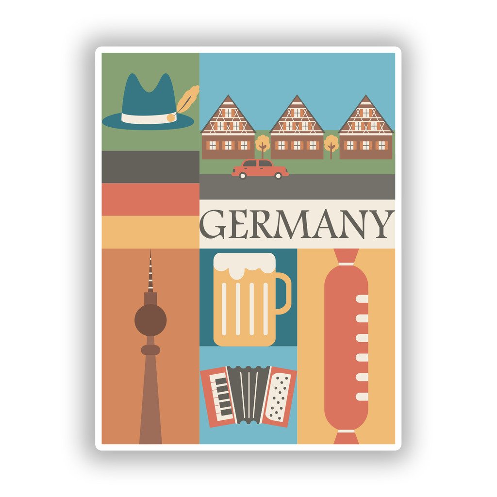 2 x 10cm/100mm Germany Vinyl Stickers Travel Luggage #10108