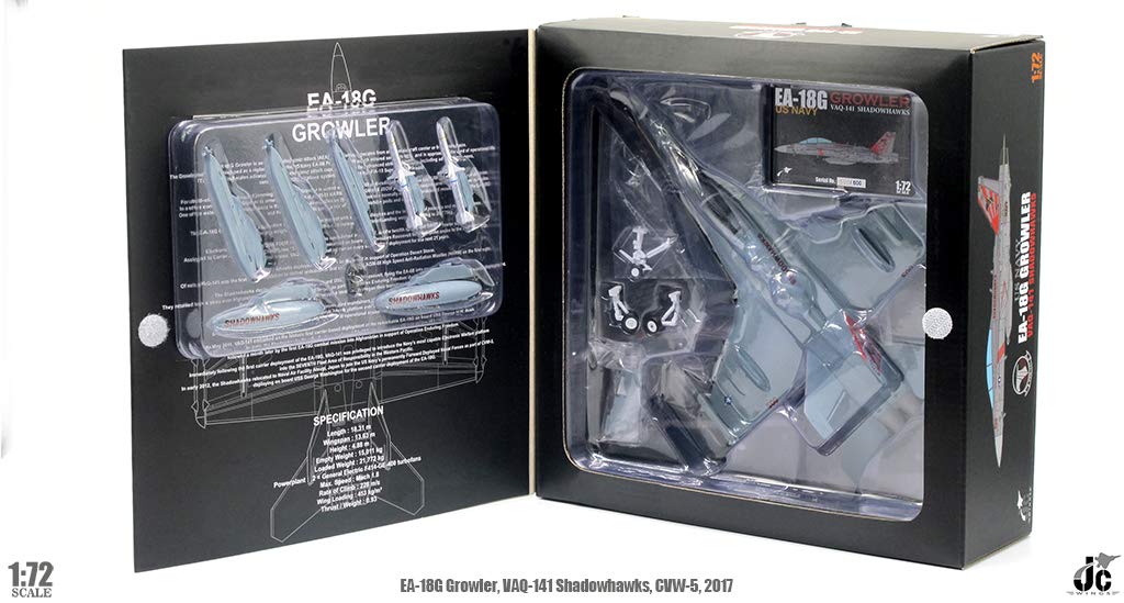 JC WINGS US Navy EA-18G Growler VAQ-141 SHADOWHAWKS 1/72 diecast Plane Model Aircraft