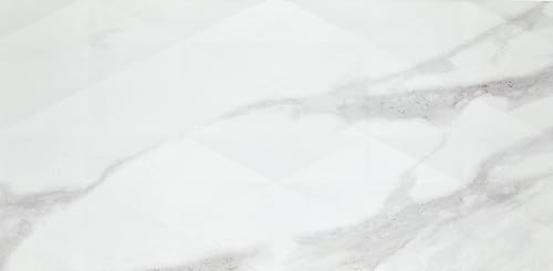 Miniatura 5 de Daltile Perpetuo - Azulejo de pared multigeométrico de cerámica con aspecto de mármol de 12" x 24" en blanco satinado brillante para salpicaderas de