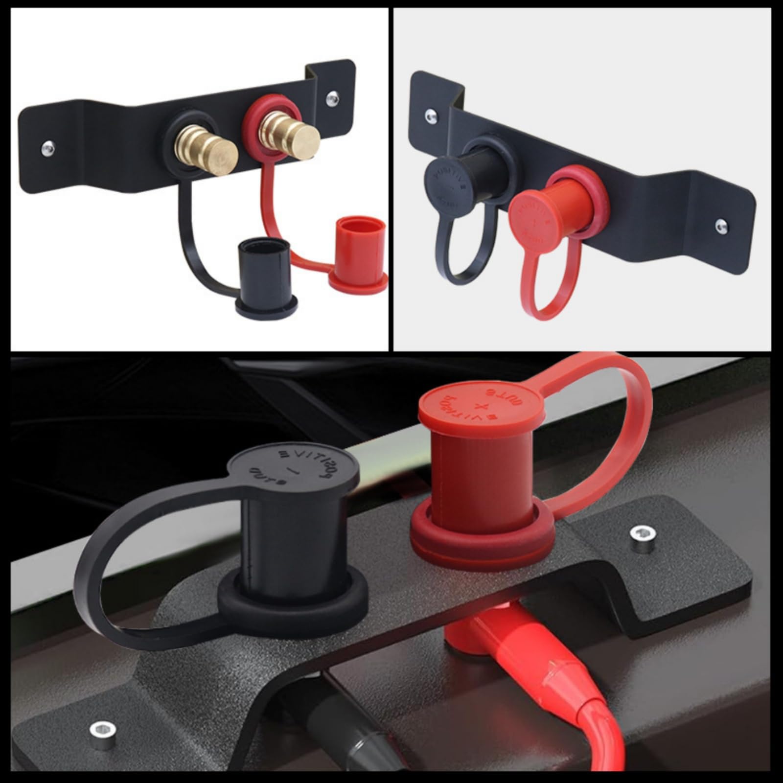 Terminale Batteria in Ottone Kit Installazione Morsetto Terminale Batteria Auto Fissaggio a Flangia