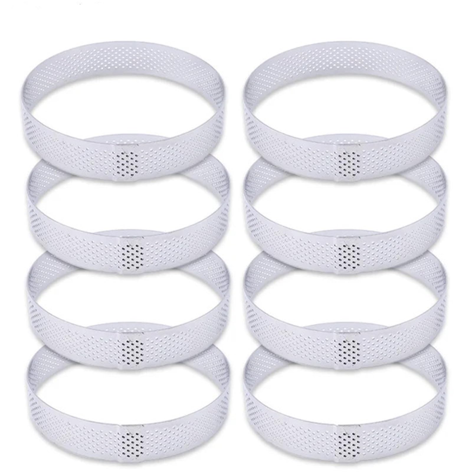Molde para tartas, Molde de acero inoxidable for tartaletas, 6, 8 y 10 cm, ideal for hacer mousse, pasteles y pan.(8PCS 10CM)