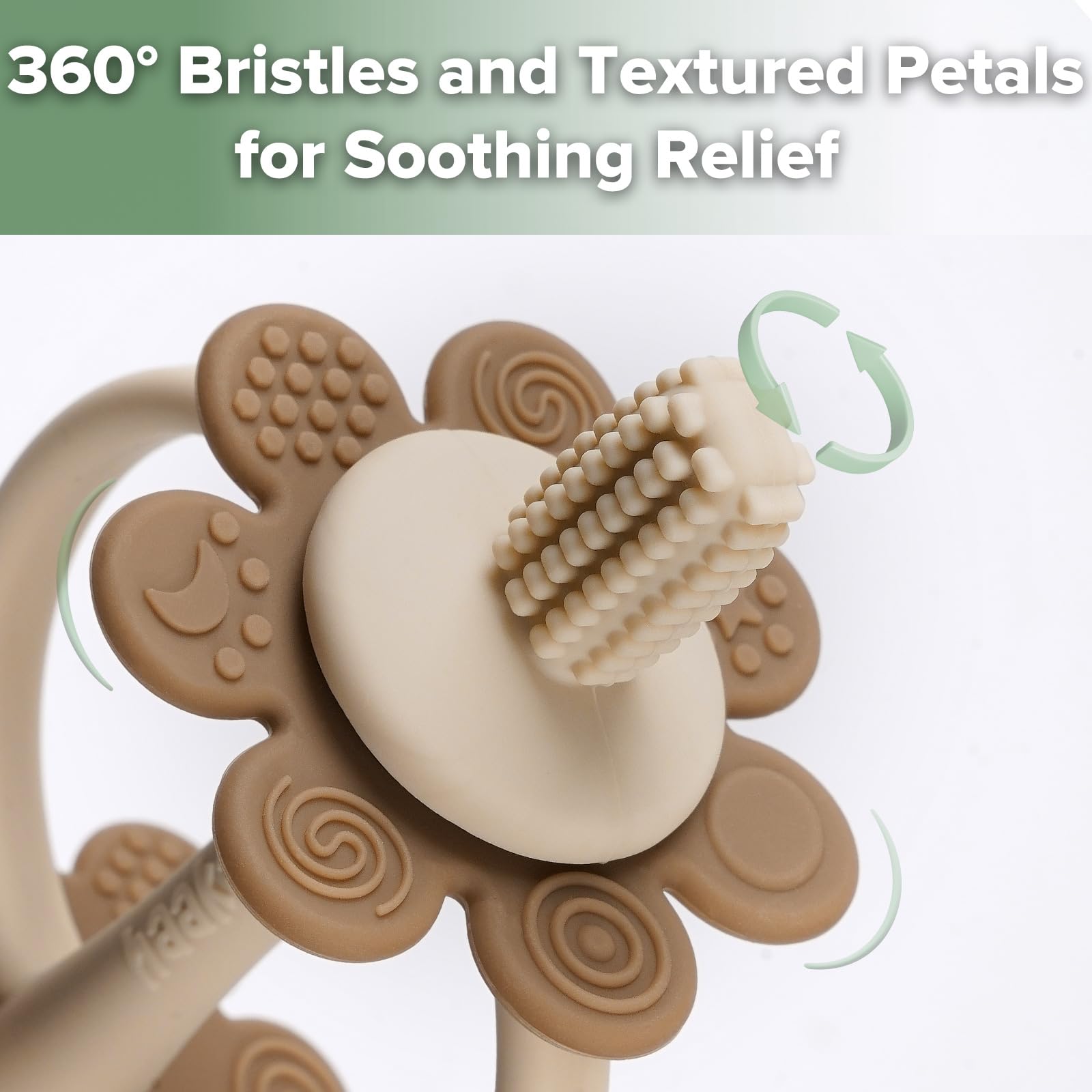 Haakaa Silicone Baby Teether Toys for 3M Babies Easy to Grip Cocoa | Nipple-Shaped End for Gum Massage 360 Baby Toothbrush Head for Self-Brushing Training product thumbnail 4