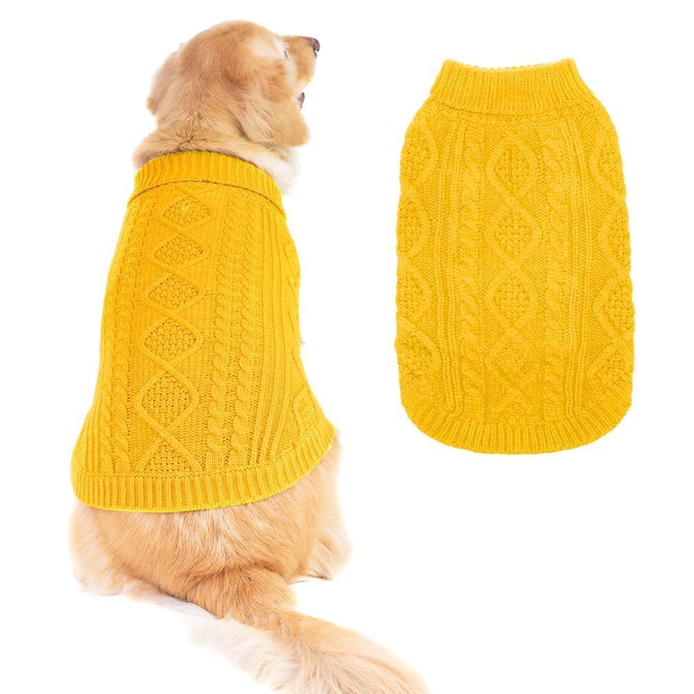 BINGPET Dog Sweater for Medium Large Dogs, Turtleneck Knitted Clothes