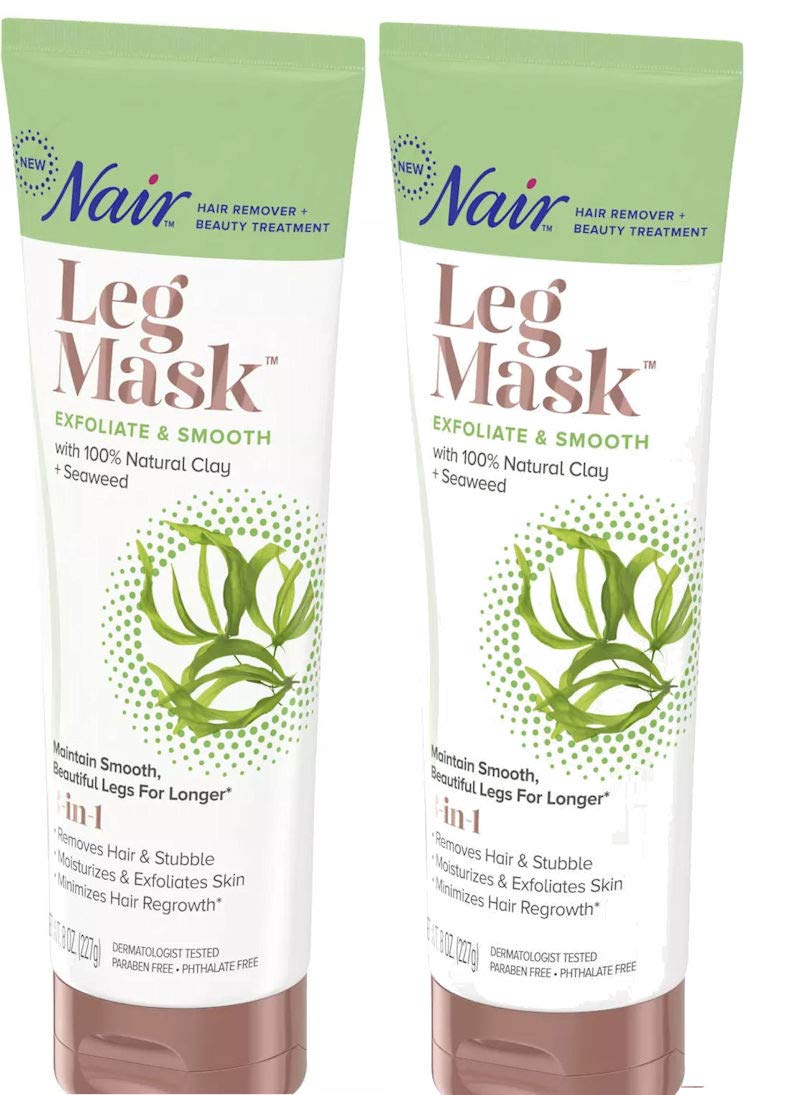 NairLeg Mask Clay Exfoliate & Smooth 8 Ounce Tube (Pack of 2)