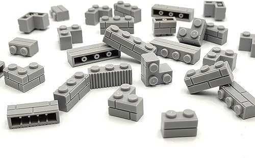 Miniatura 3 de 192 piezas de paredes de mampostería, ladrillos de construcción grises, piezas de botín, accesorios de bazar de ladrillo compatible con juguete