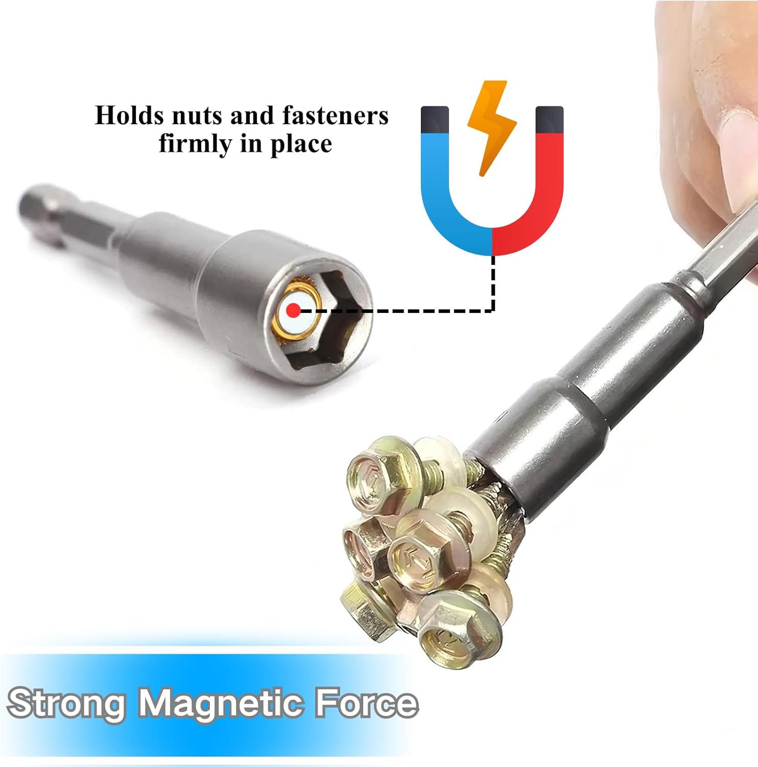 10PCS Magnetic Nut Driver Set for Impact Drill, 1/4'' and 5/16'' Nuts Driver Socket, 1/4'' Hex Shank Power Nut Driver Bit Quick Change Socke Adapter