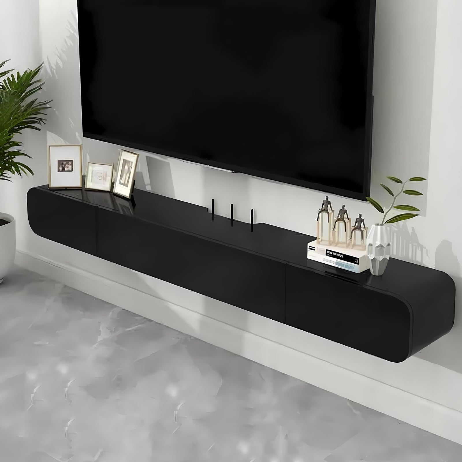 ZWCQSYS Fully-Assembled Minimalist Floating TV Stand, Modern Wall-Mounted Entertainment Center, Solid Wood Floating tv Console, with 2 Drawers