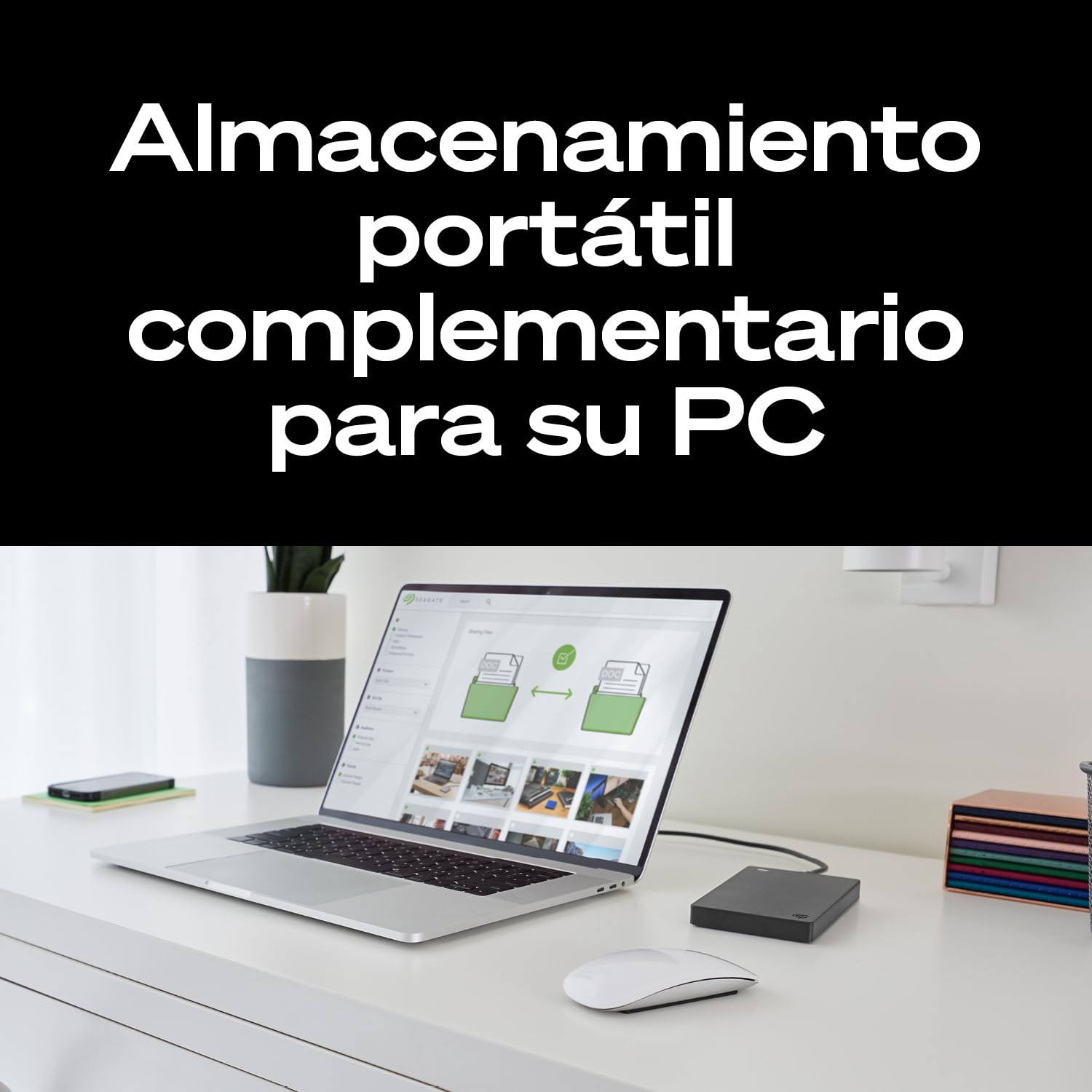 Seagate 2TB Disco Duro Portátil | USB 3.0 (STGX2000400) | Almacenamiento HDD diario. Copia de seguridad plug-and-play. Windows & macOS. Prueba Adobe CC. Garantía 2 años + Rescue