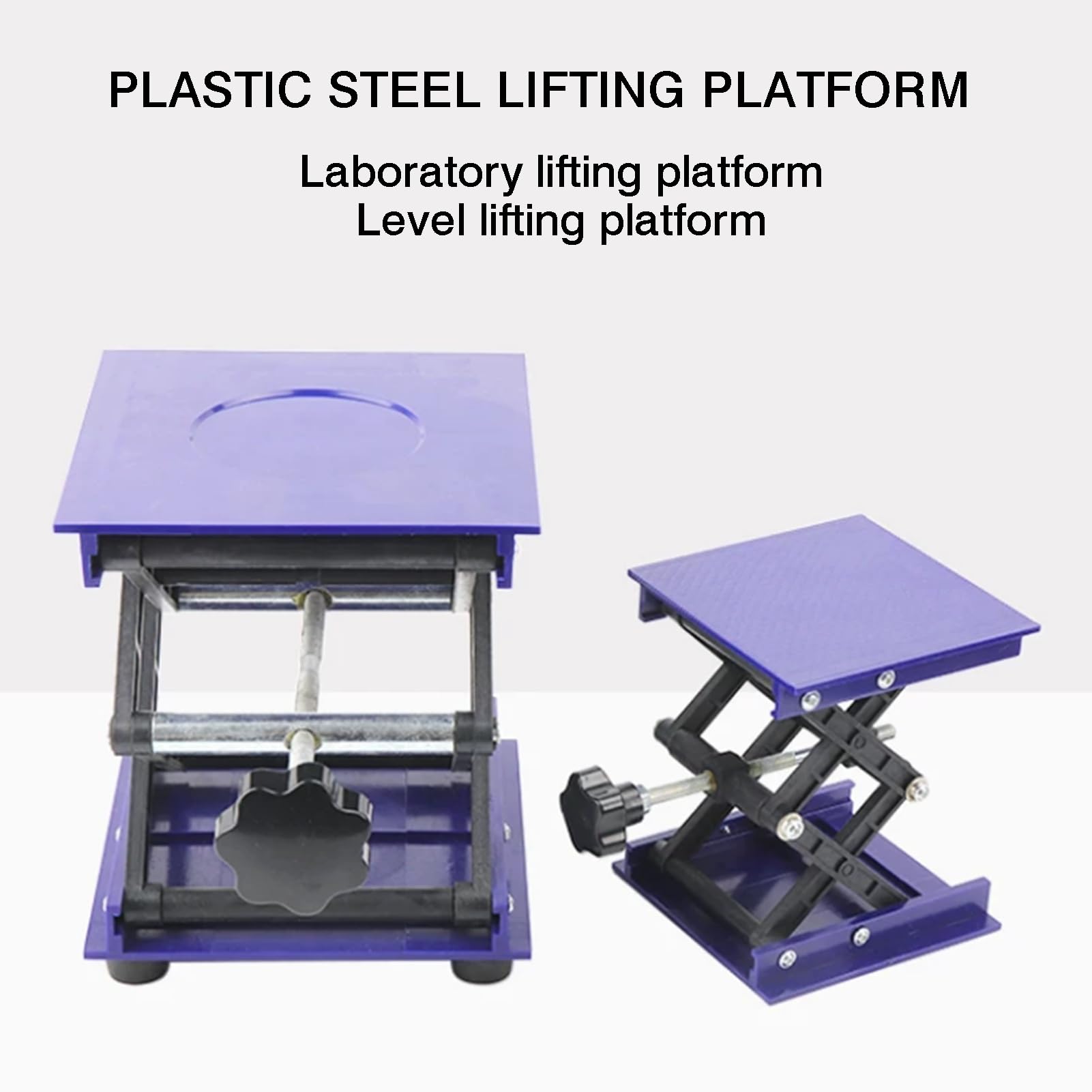 Soporte De Elevación Laboratorio Pequeño, Plataforma Nivel Control Manual | Soporte de plataforma Jack, con tapete antideslizante y mango giratorio, rango de altura 42-290 mm(150x150mm)