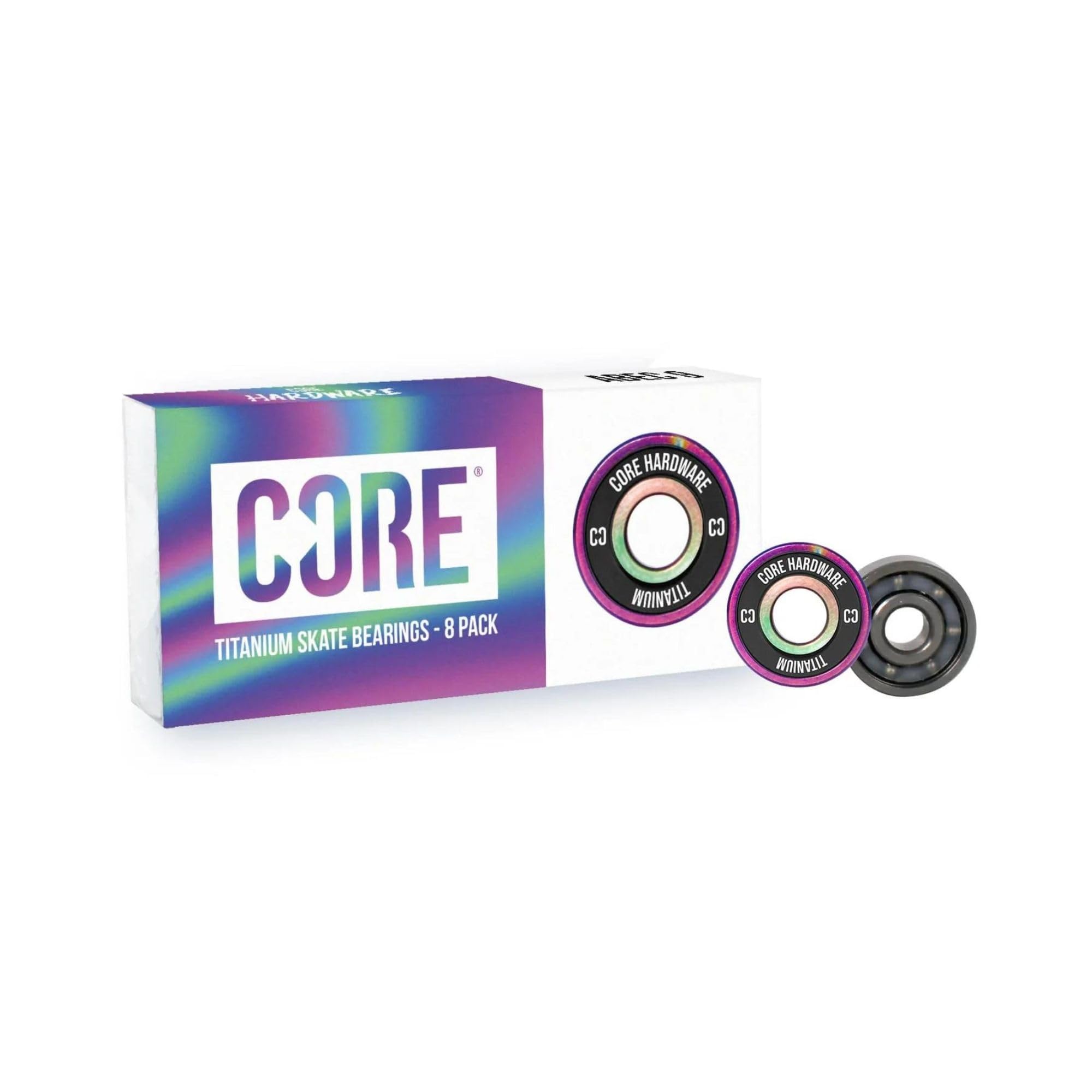 CORE ABEC 9 Skateboard Bearings - Pack of 8/4 Sealed Bearings for Skateboards, Longboards, Stunt Scooters and Roller Skates 608 Bearings (8 Pack, Red ABEC 9) (8 Pack, Titanium, 1)