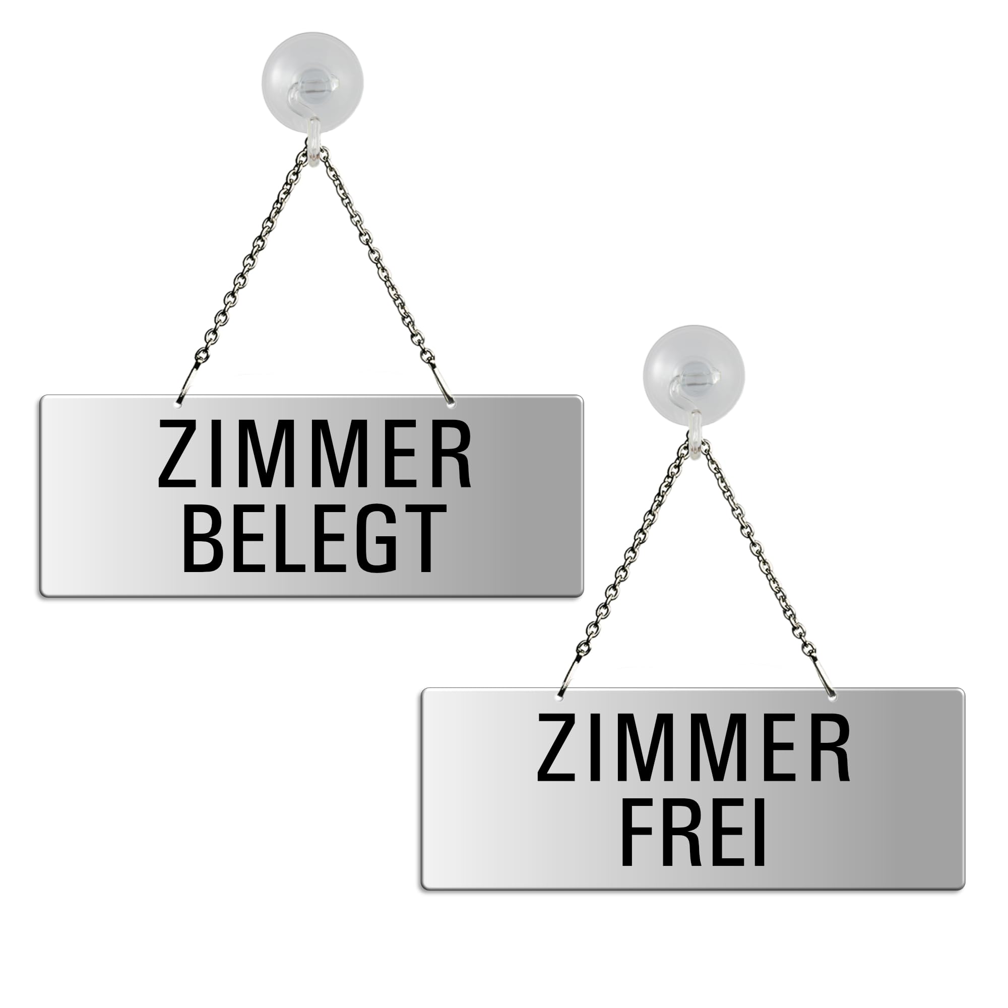 Zimmer Frei / Belegt – Graviertes Wendeschild Mit Kette Und Saugnapf, Rot/grün – Made In Germany!