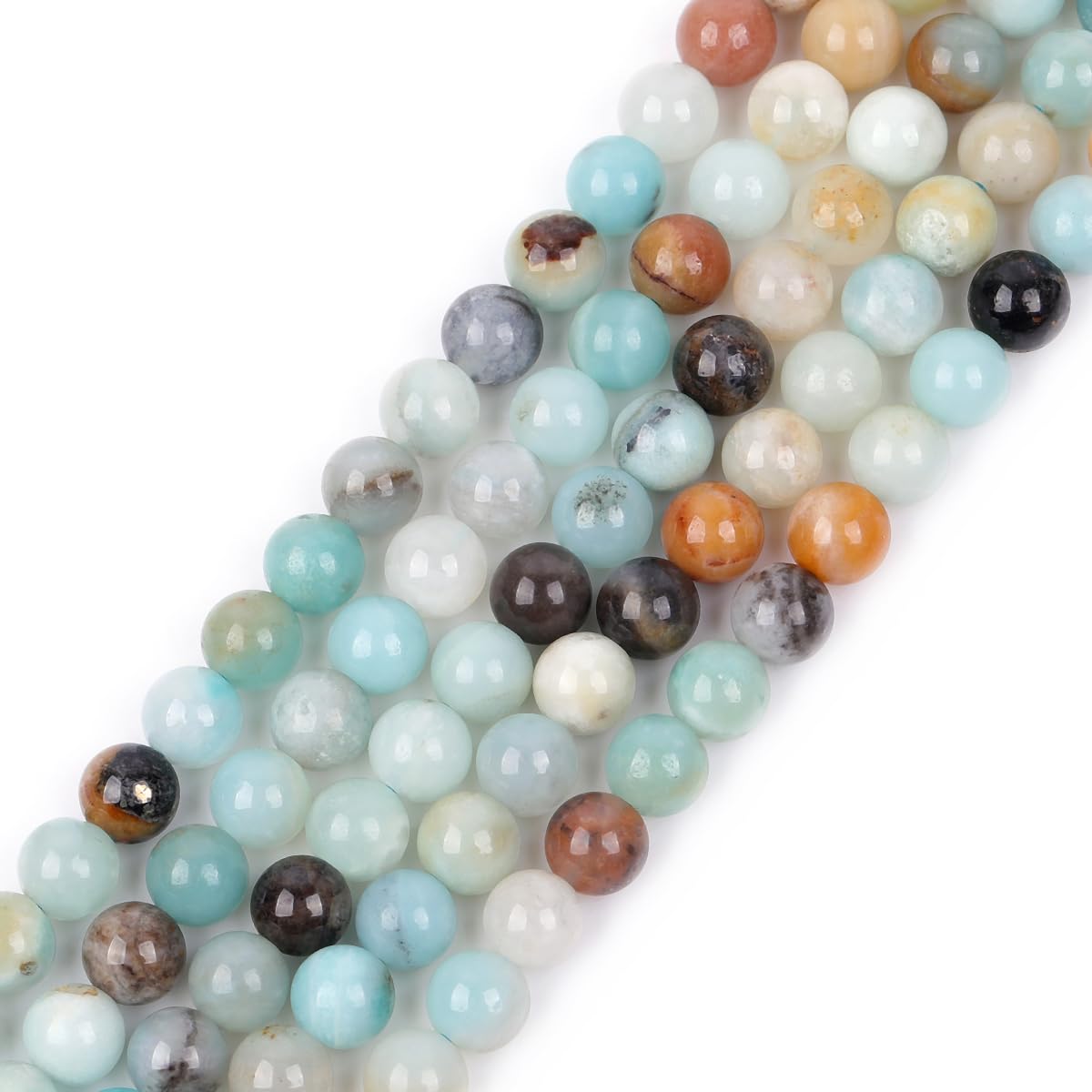 Gem-Inside Create Your Own Fashion Mixed Color Amazonite Gem-Inside Natural 6Mm Amazonite Round Gemstone Semi Precious Loose Beads For Jewellery Making 15''