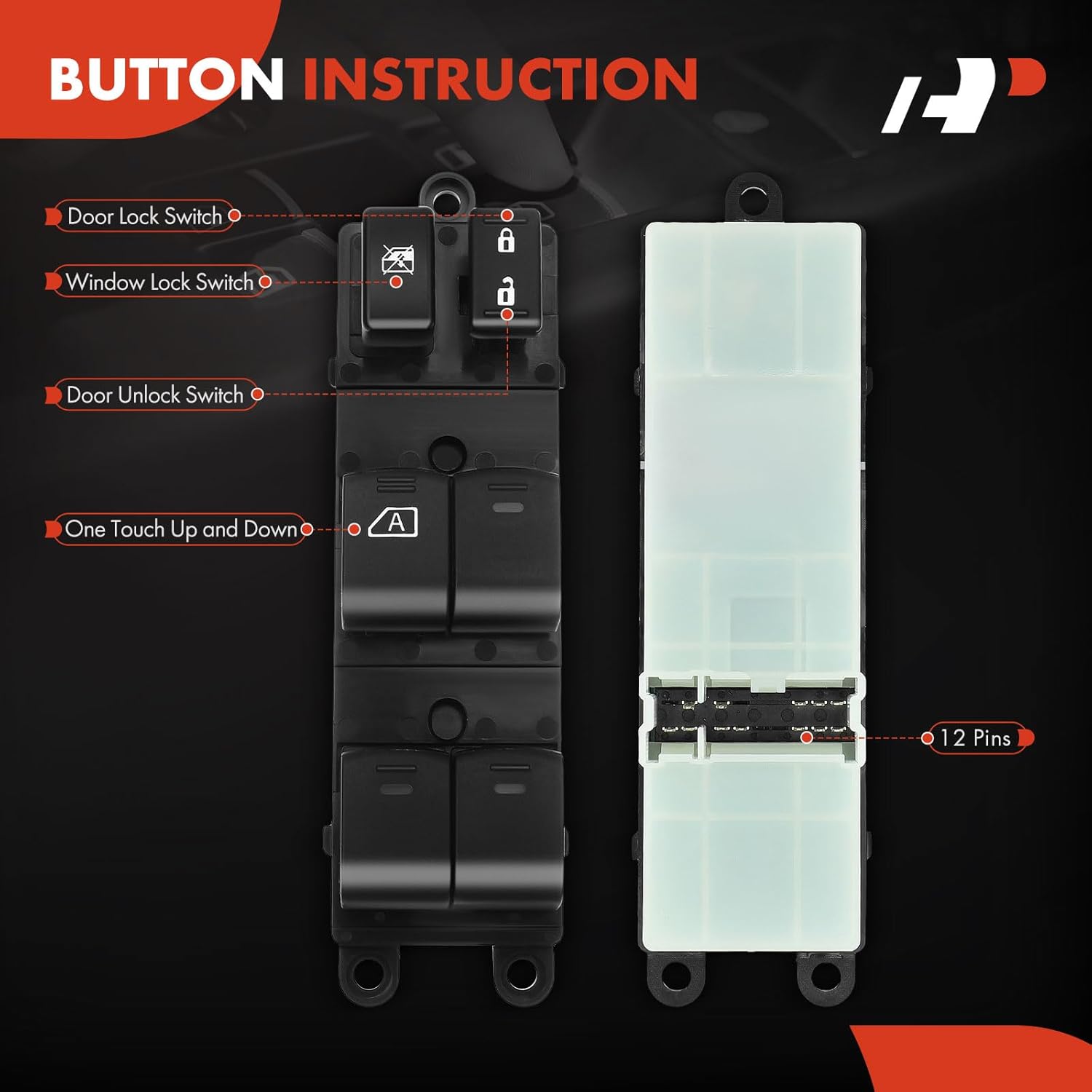 A-Premium Front Driver Side Master Power Window Switch Compatible with Nissan Sentra 2007, Sedan, Replace# 25401ET000